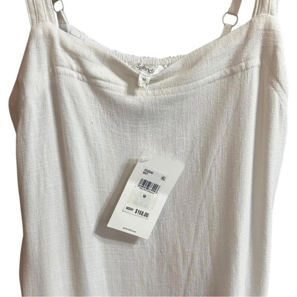Splendid Celine Tiered Mini dress Linen Sleeveless Ramie Sheath NWT White Sz M - Picture 7 of 9